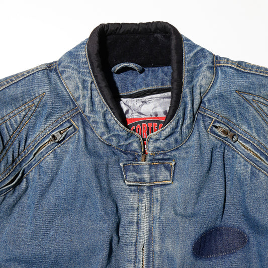 vintage 00's denim motorcycle jacket , detachable liner