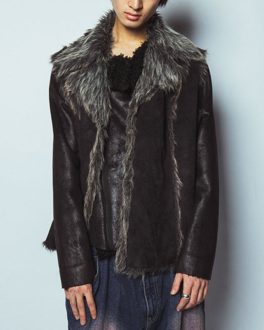 vintage reversible faux fur vest