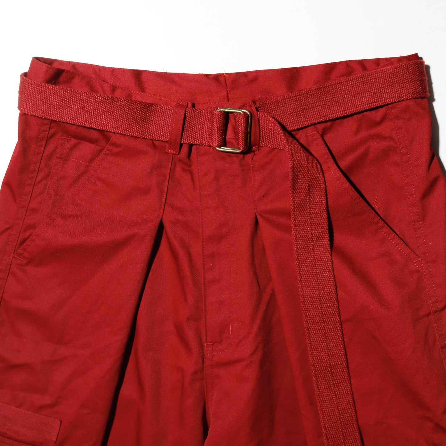 vintage belted center tuck cargo shorts