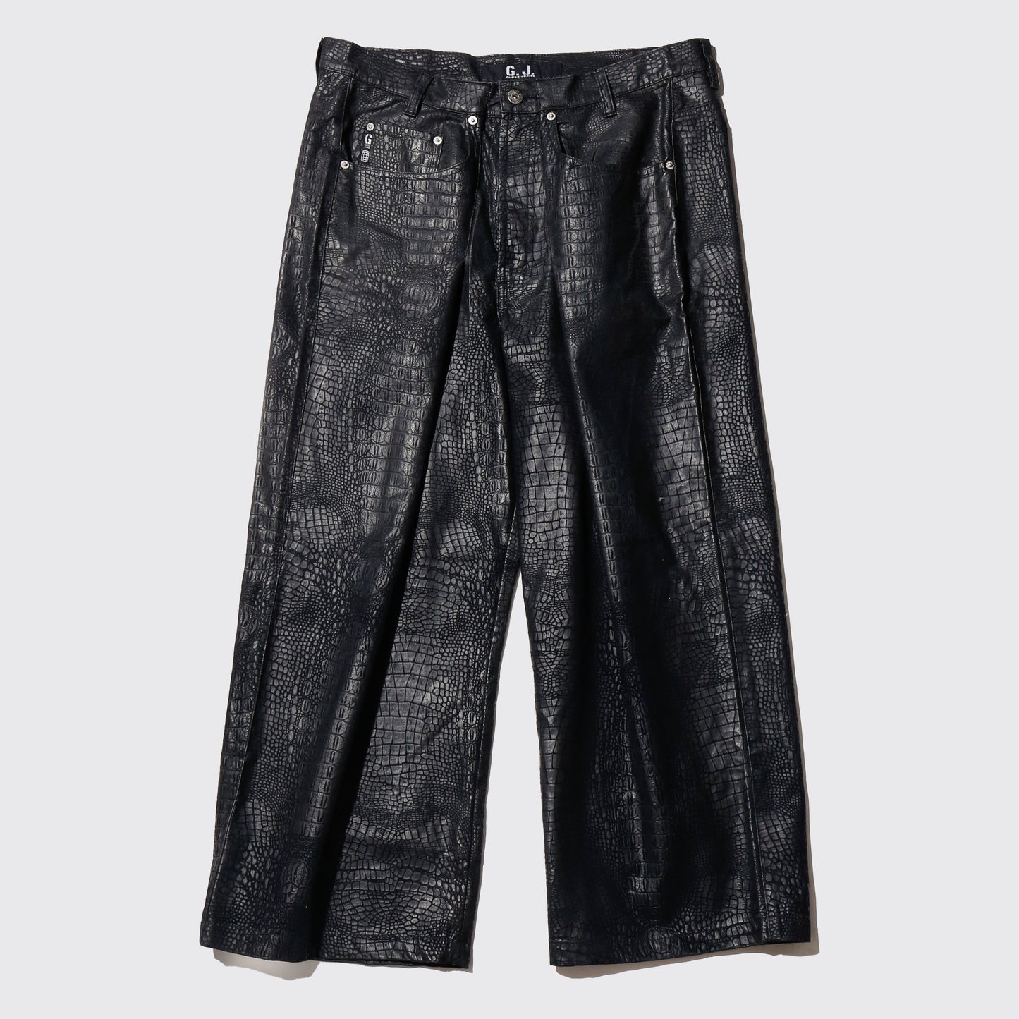 vintage guess center tuck faux croc trousers