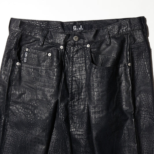 vintage guess center tuck faux croc trousers