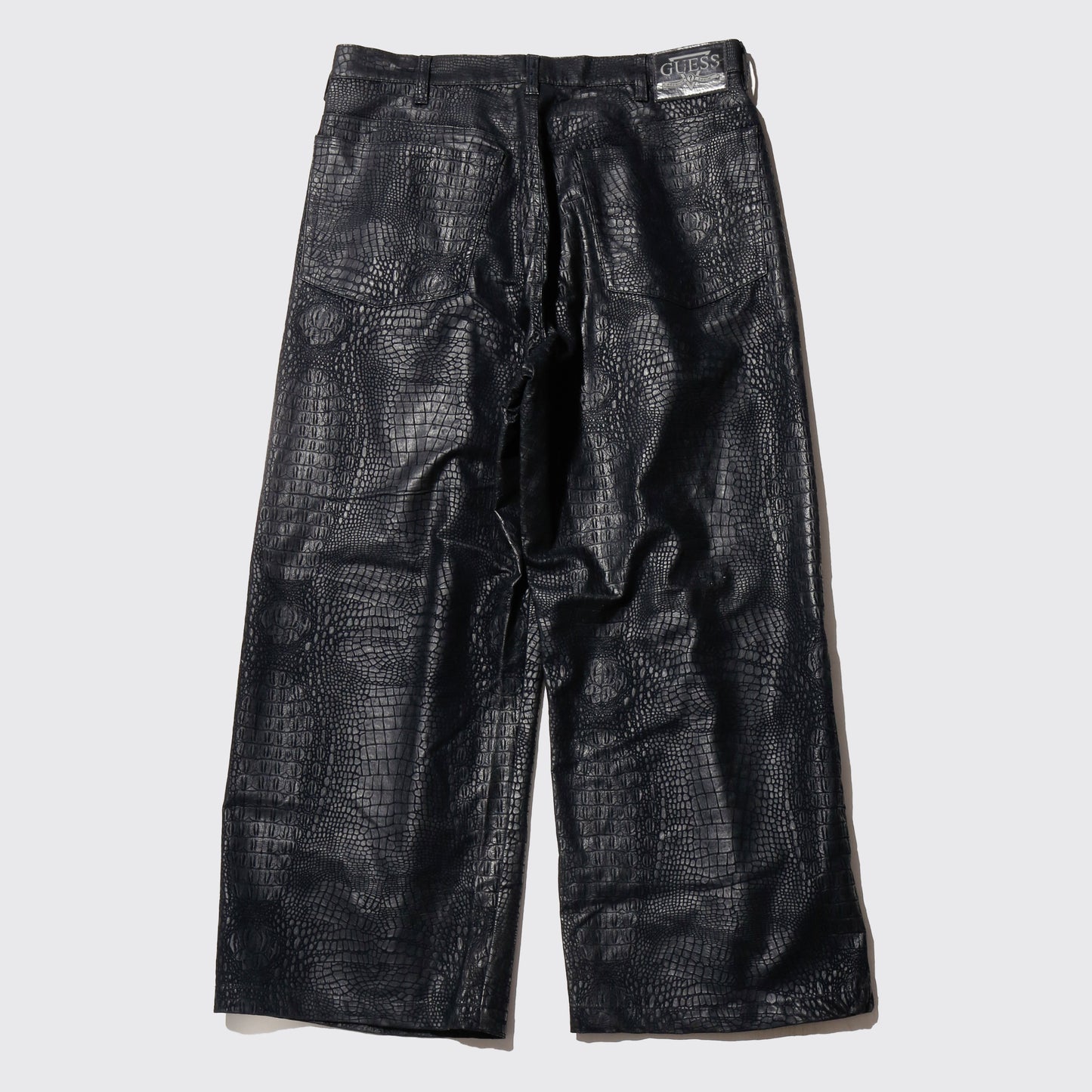 vintage guess center tuck faux croc trousers