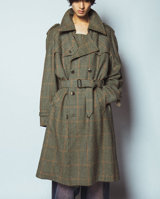 vintage 70's houndstooth trench coat