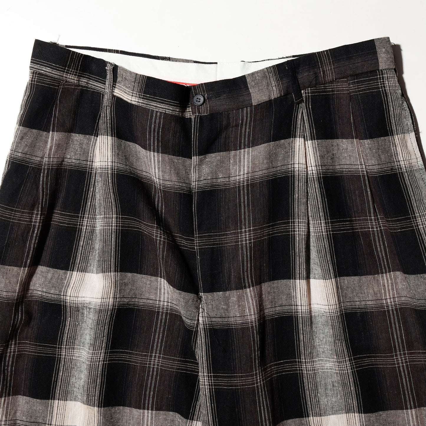 vintage ombre check linen bermuda shorts