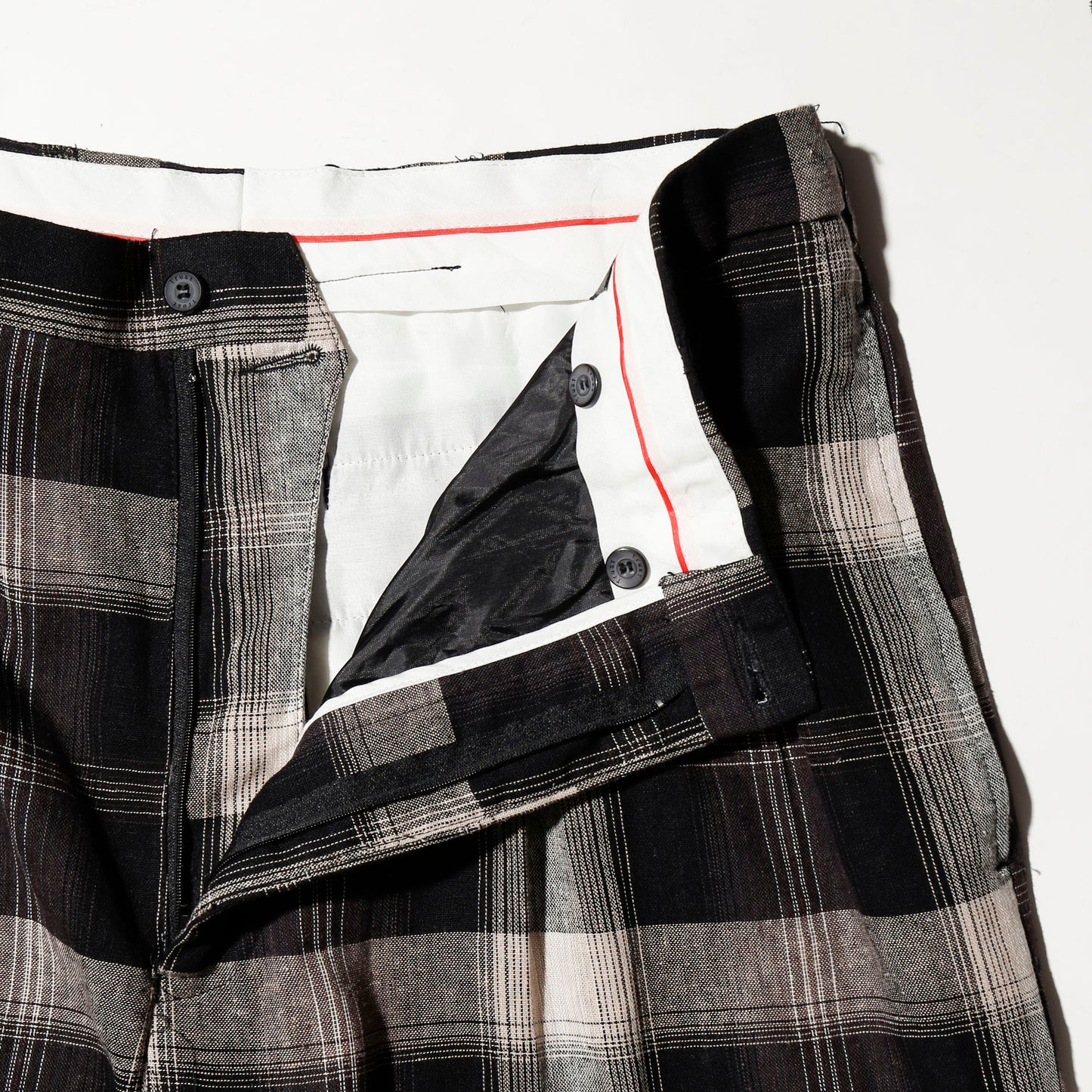 vintage ombre check linen bermuda shorts