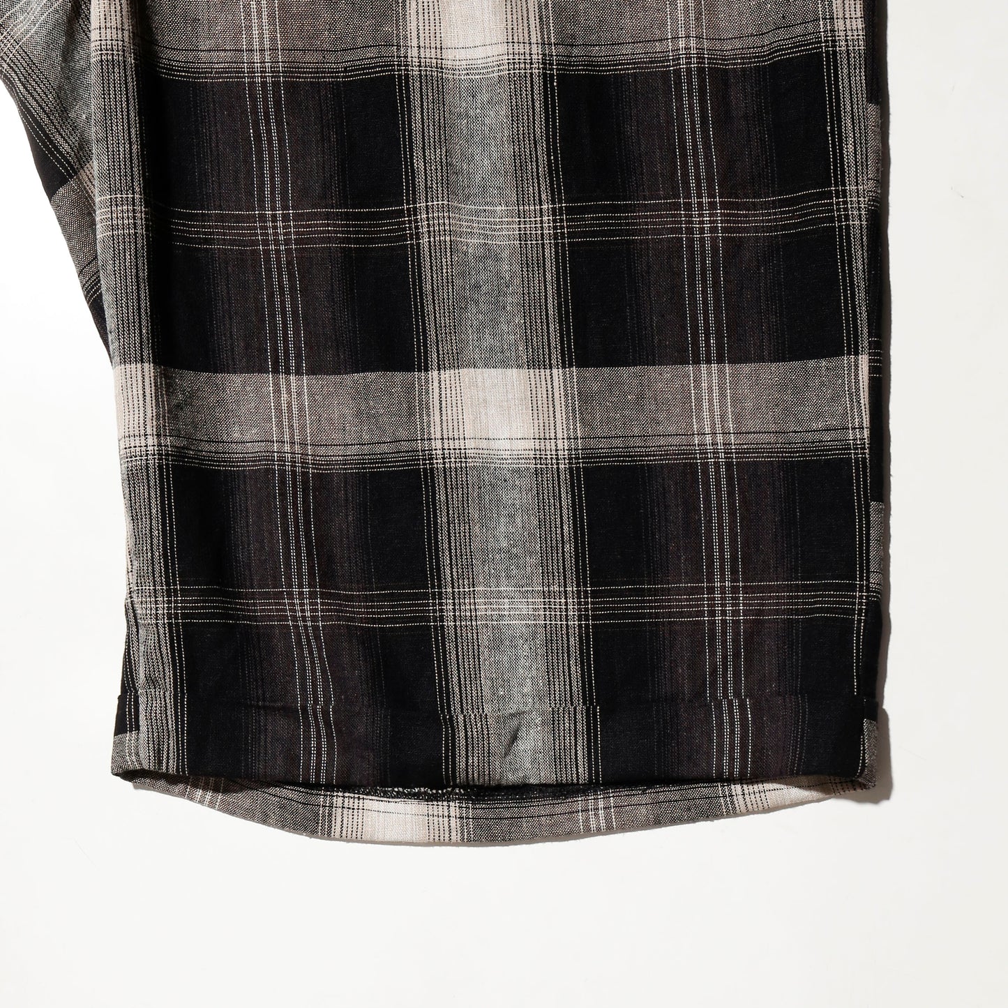 vintage ombre check linen bermuda shorts