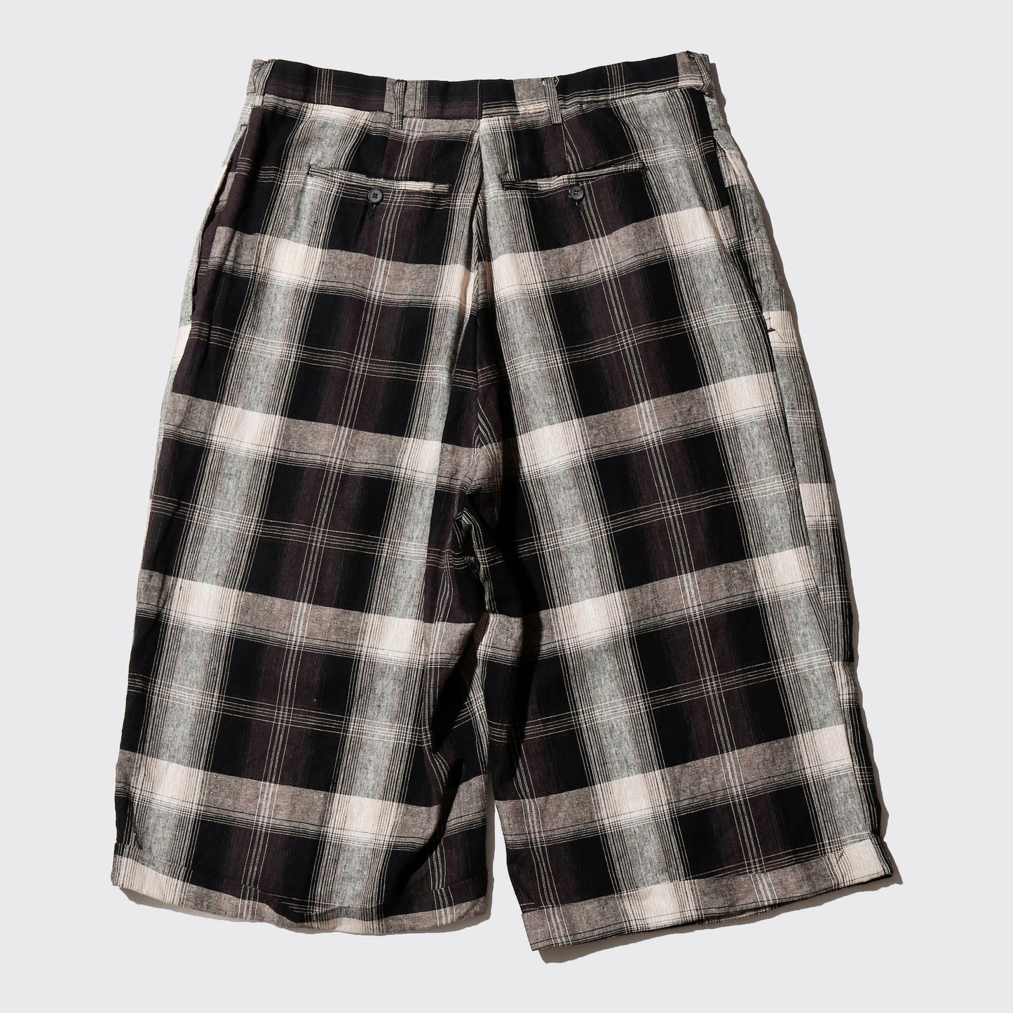 vintage ombre check linen bermuda shorts