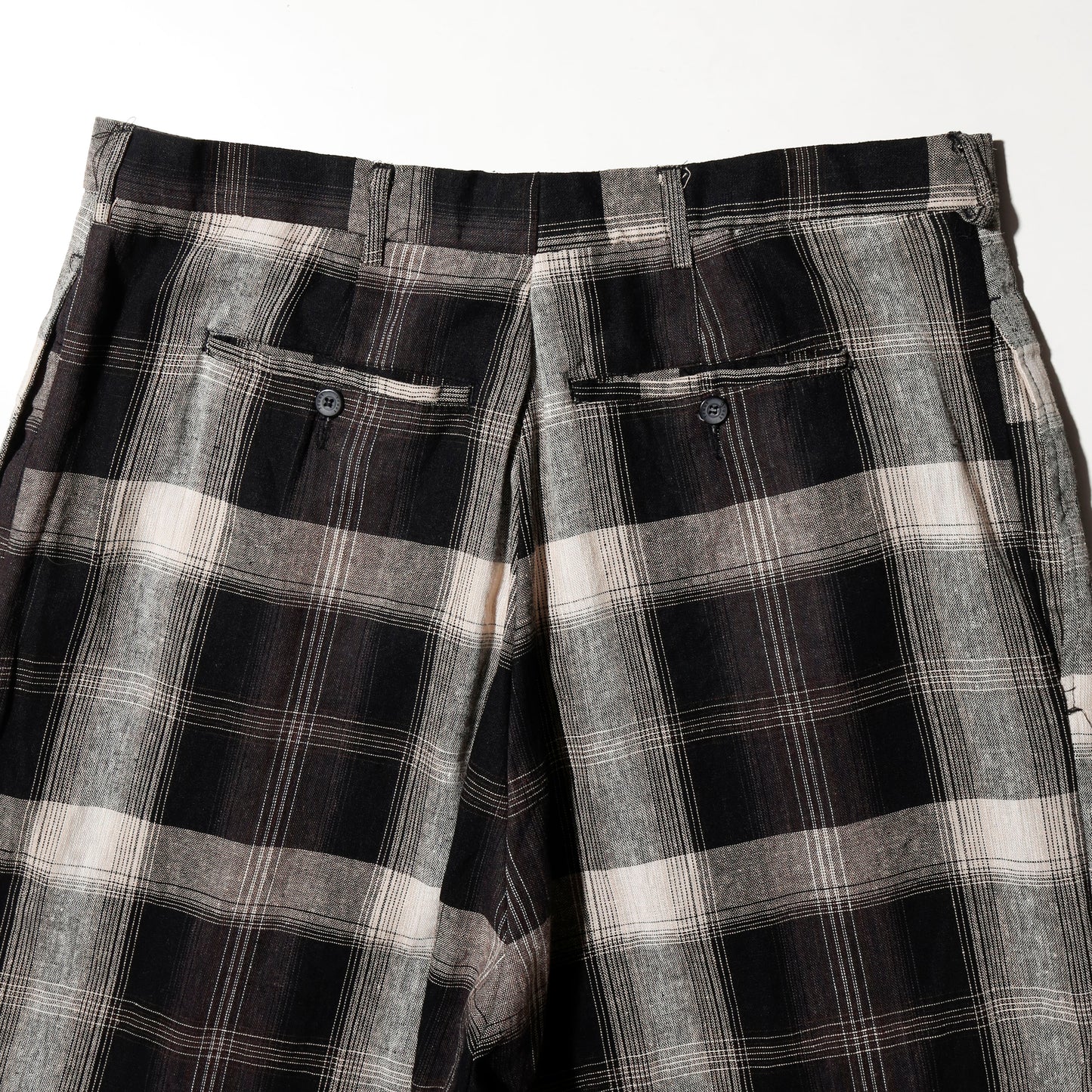 vintage ombre check linen bermuda shorts