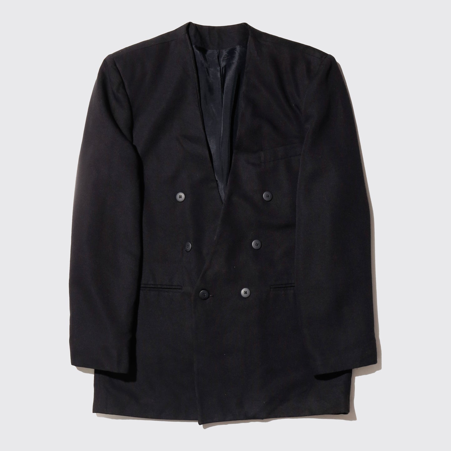 vintage collarless double breasted tailored jacket