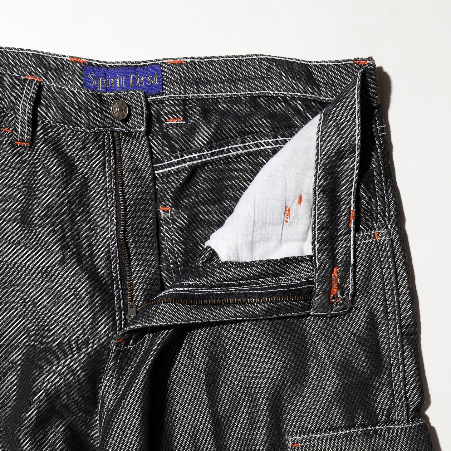 vintage textured metalic denim cargo shorts