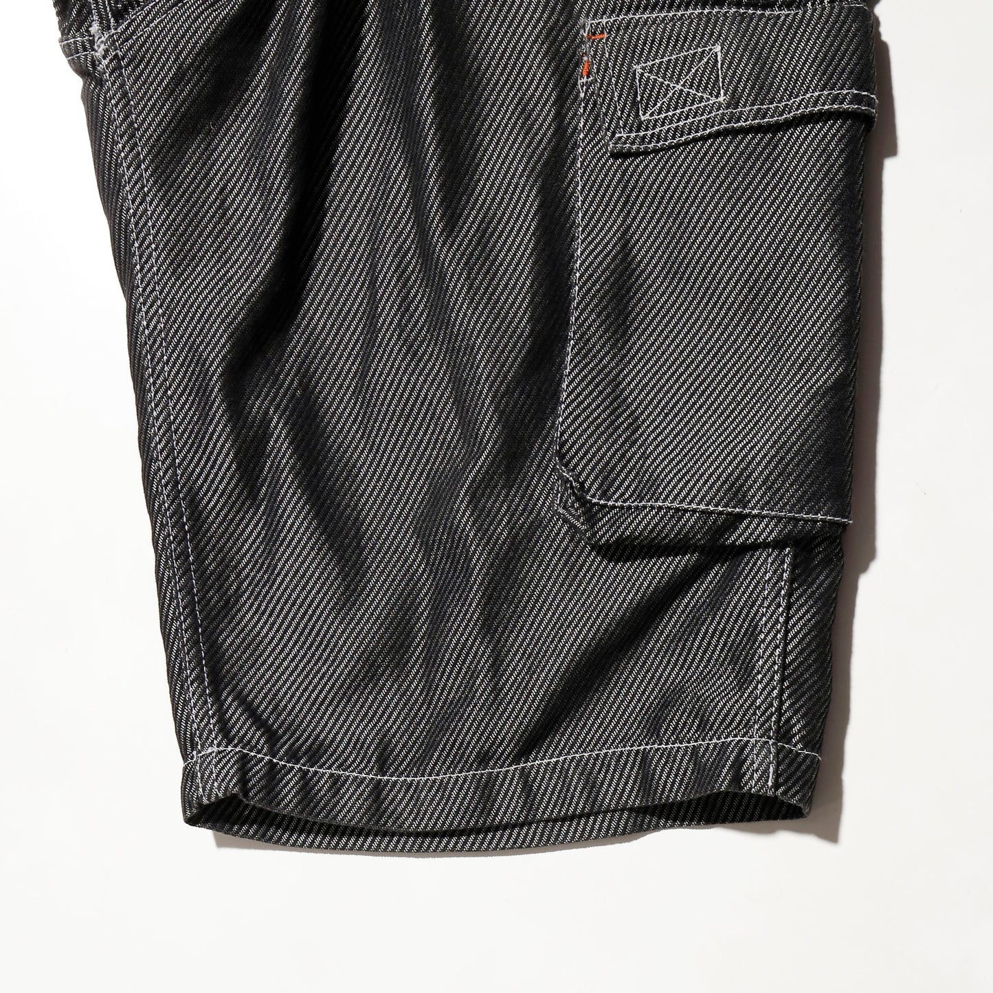 vintage textured metalic denim cargo shorts