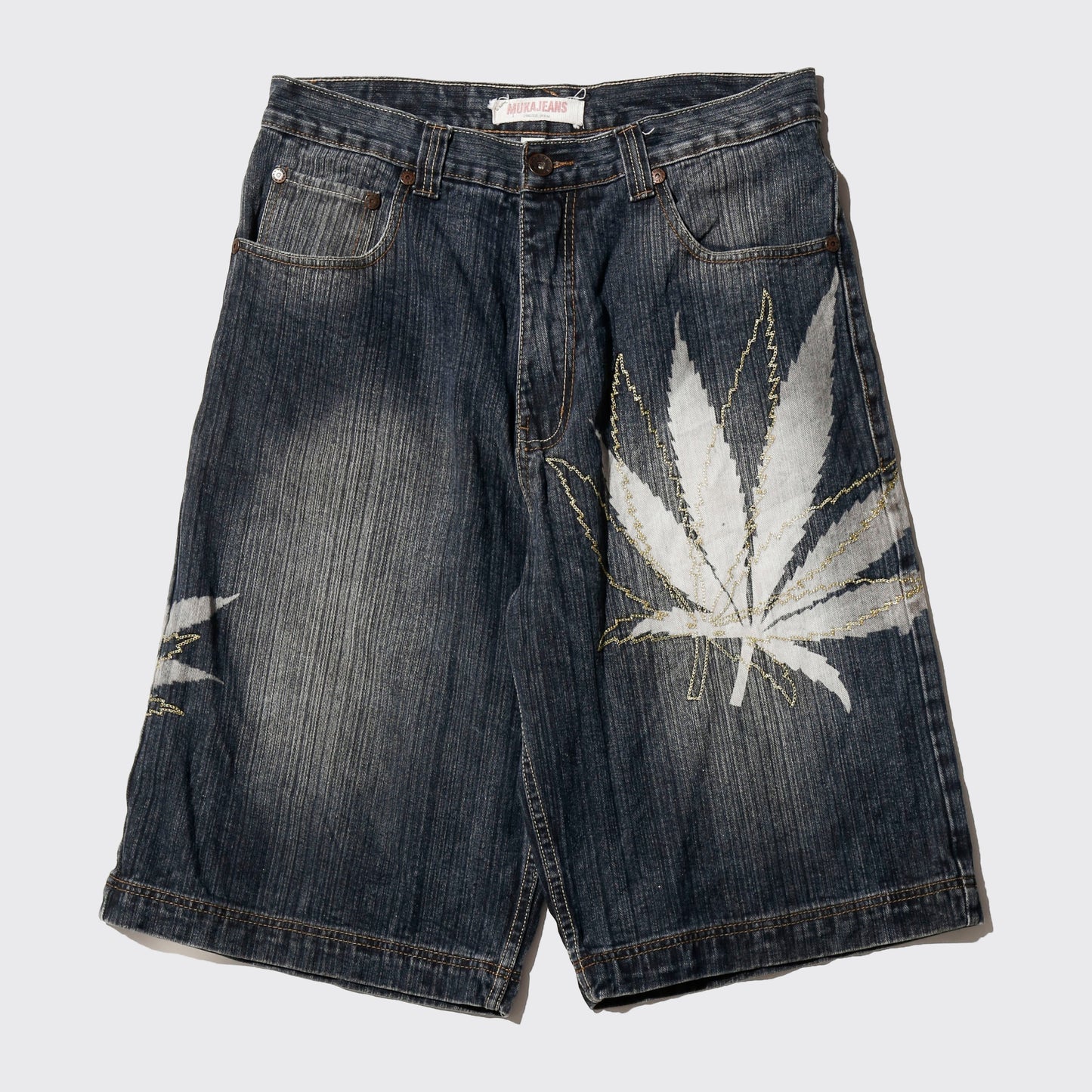 vintage muka jean cannabis denim bermuda shorts