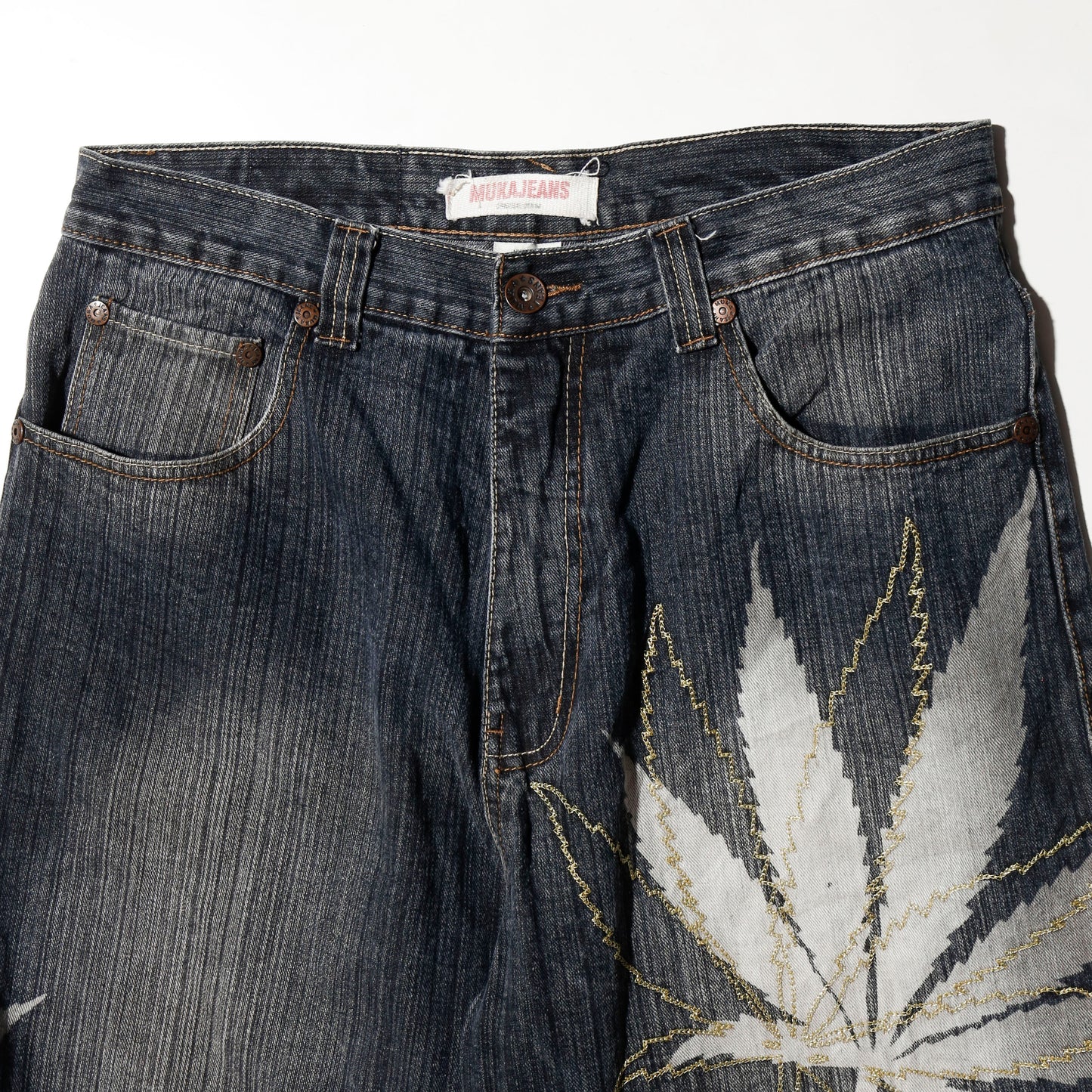vintage muka jean cannabis denim bermuda shorts