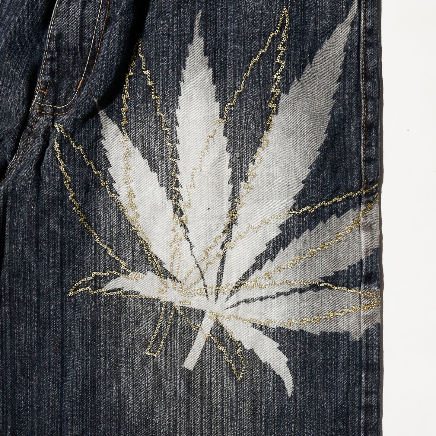 vintage muka jean cannabis denim bermuda shorts