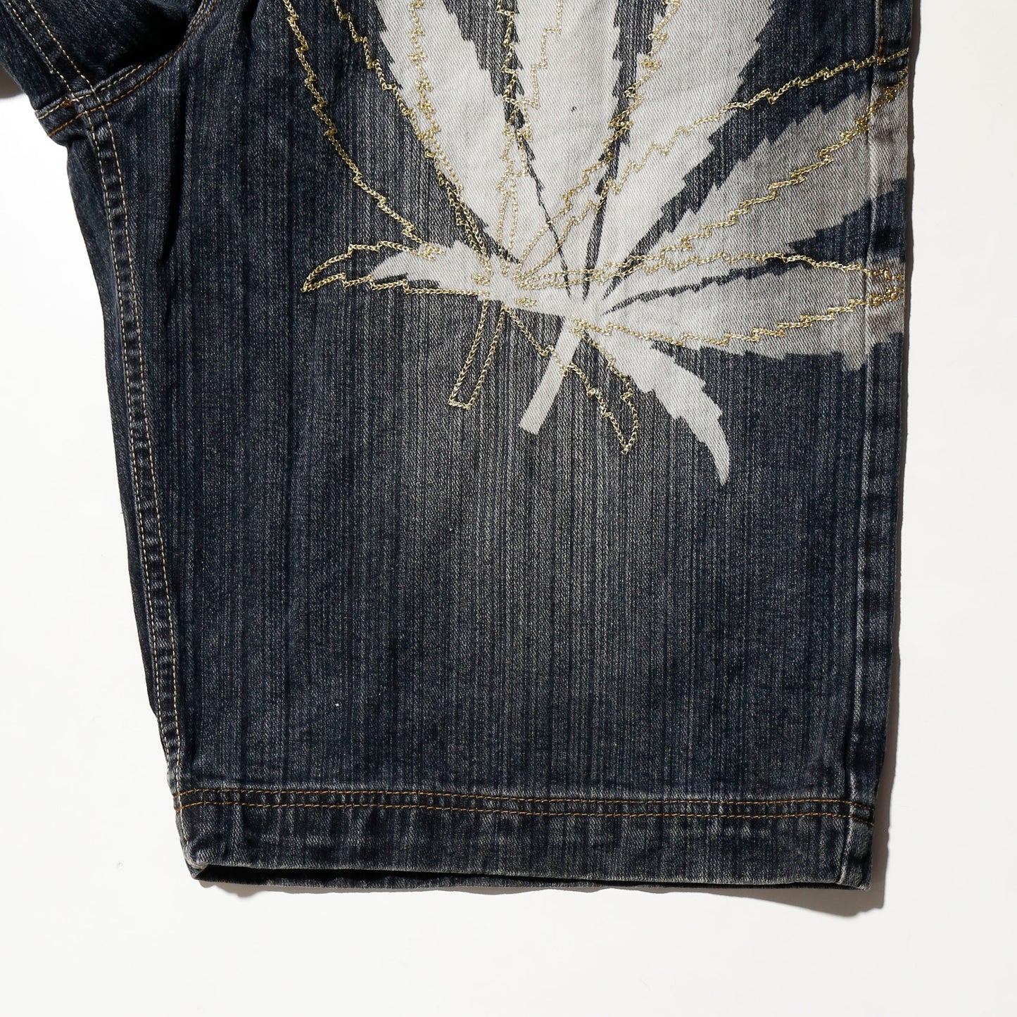 vintage muka jean cannabis denim bermuda shorts