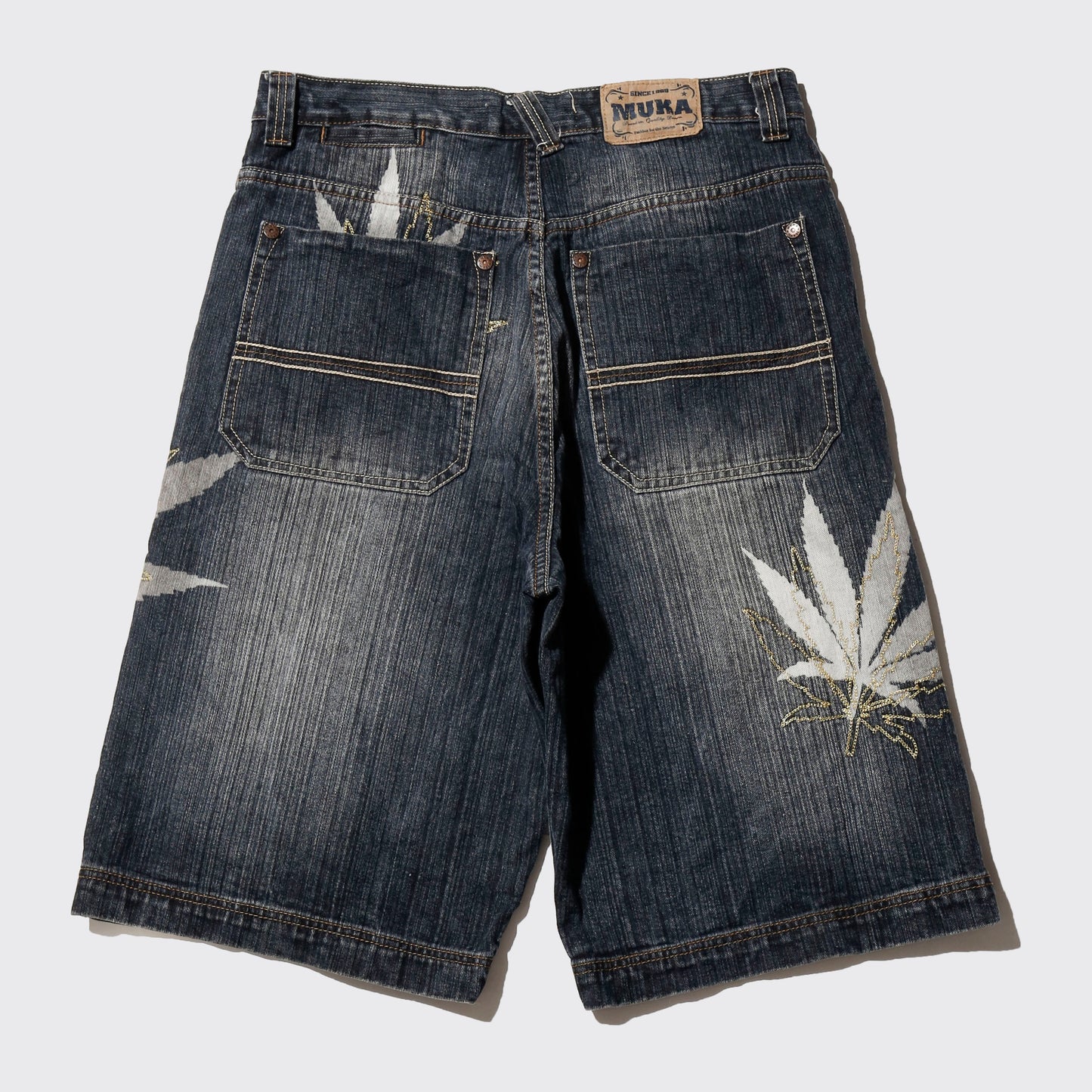 vintage muka jean cannabis denim bermuda shorts