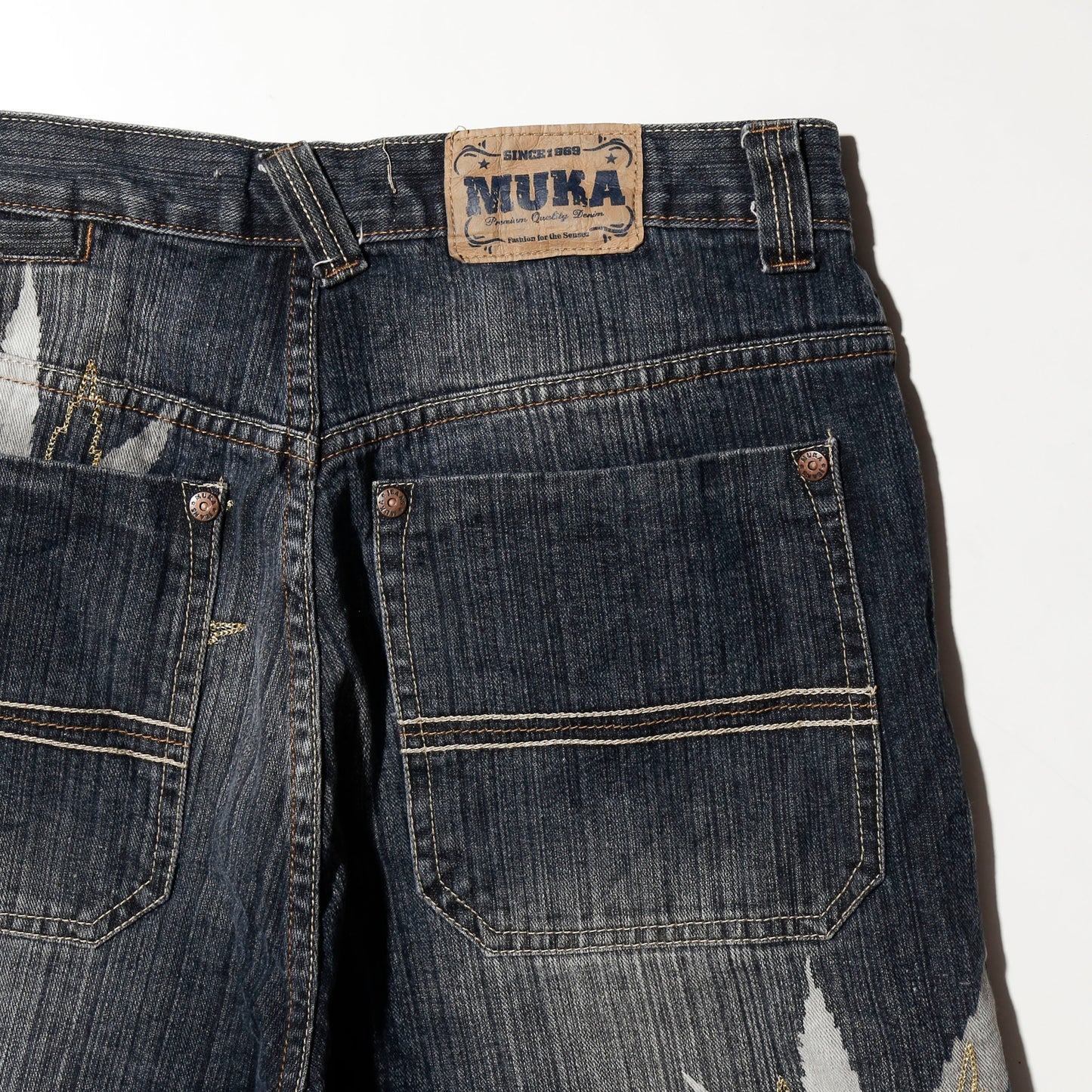 vintage muka jean cannabis denim bermuda shorts