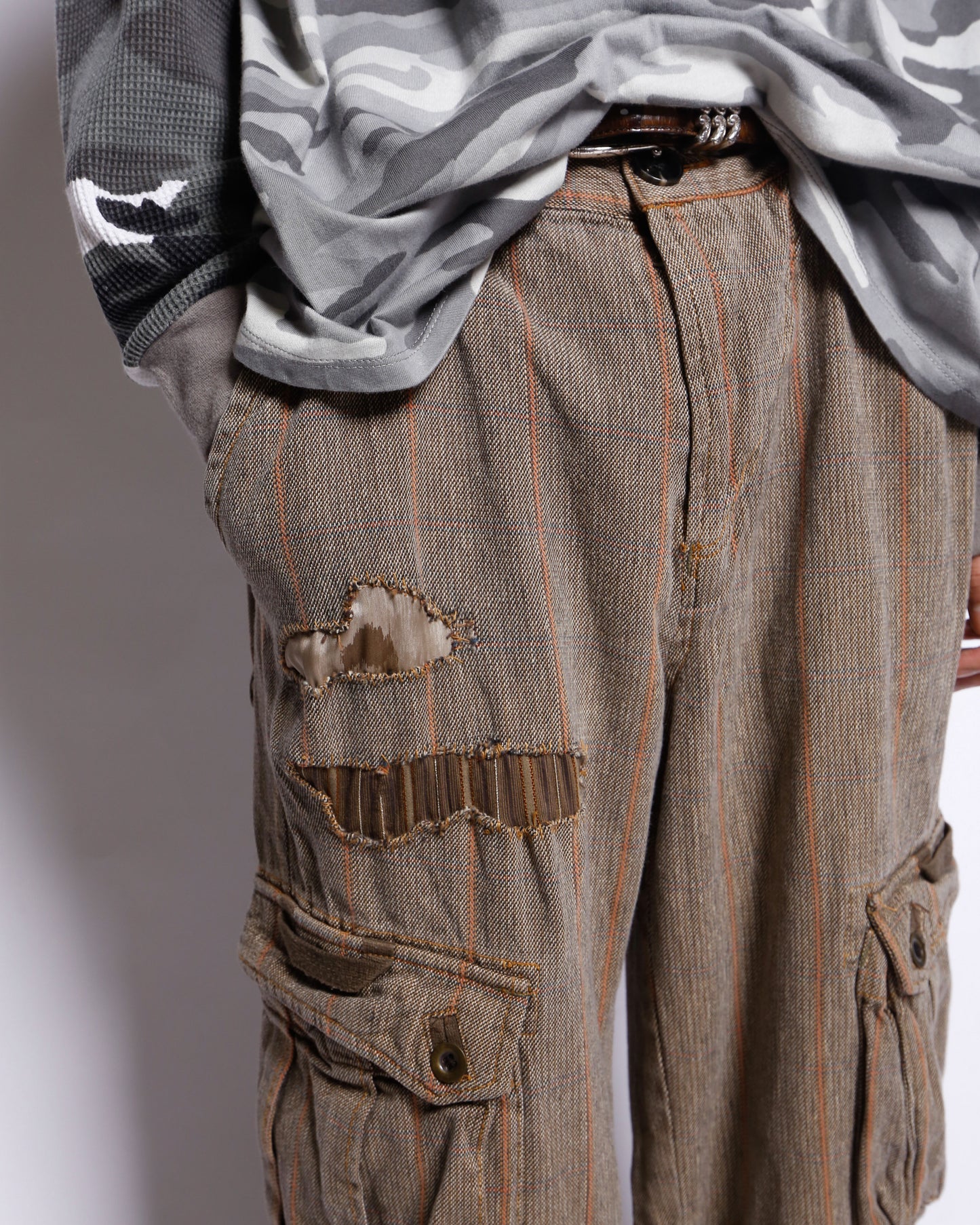 *one-off repaired cargo trousers
