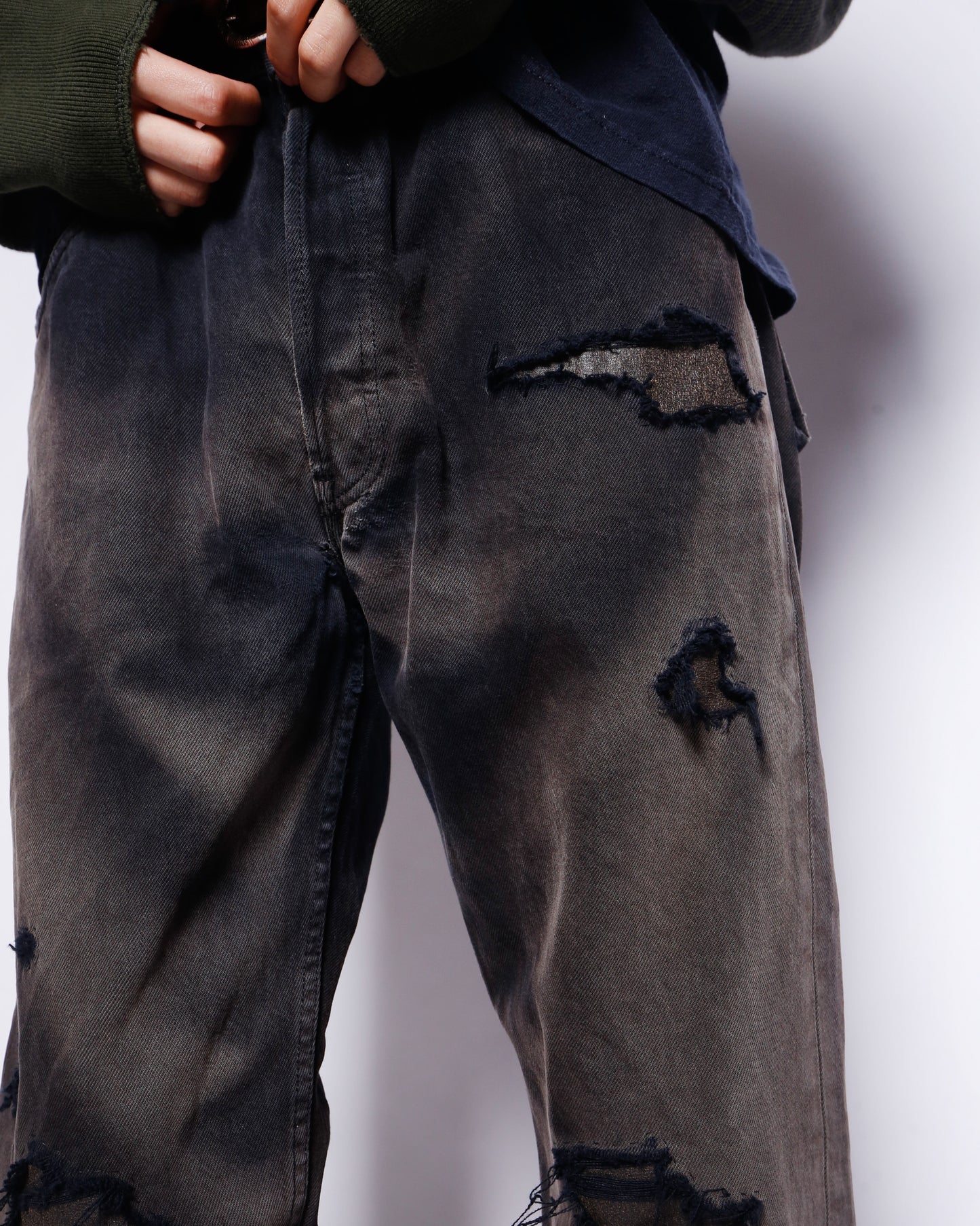 *one-off 90's levi's 501 acid repaired jeans