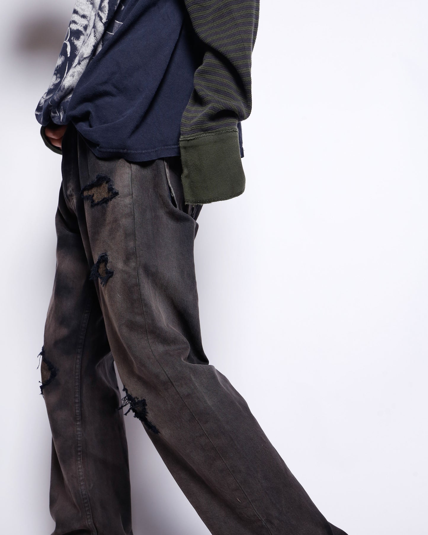 *one-off 90's levi's 501 acid repaired jeans