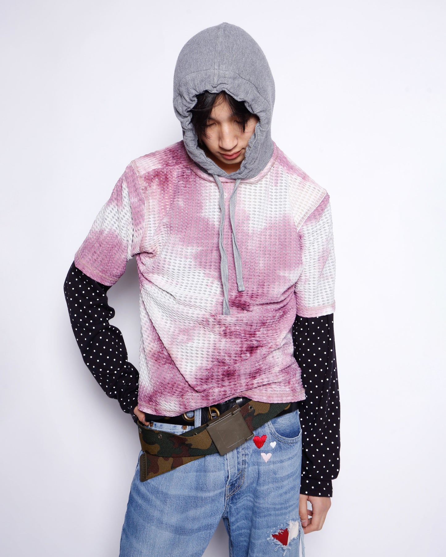 *one-off hybrid textured hoodie