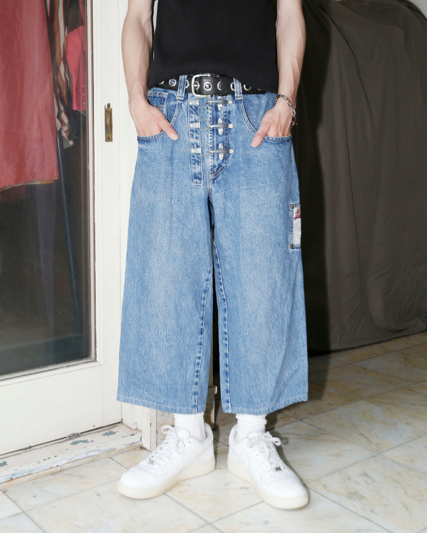 vintage parasuco hook cropped baggy shorts