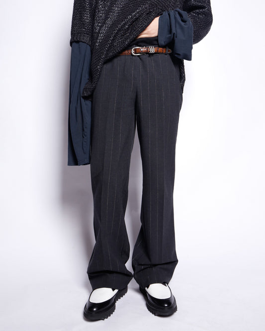 vintage lame stripe low rise flare slacks