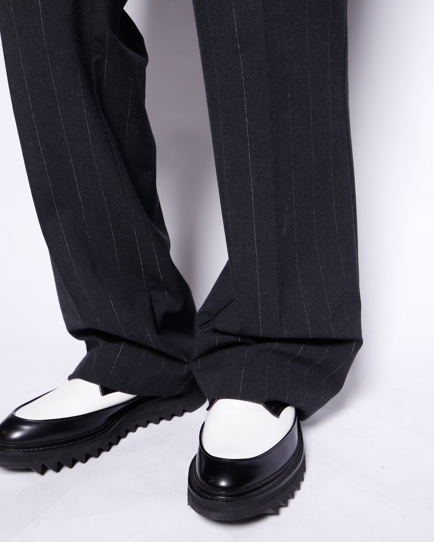 vintage lame stripe low rise flare slacks