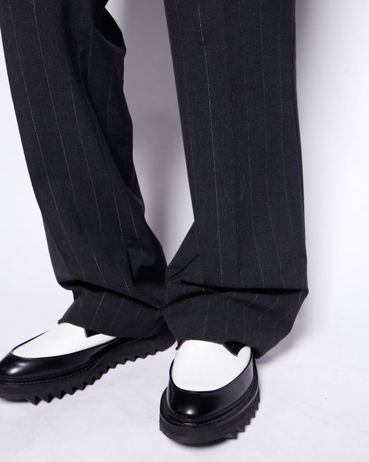 vintage lame stripe low rise flare slacks