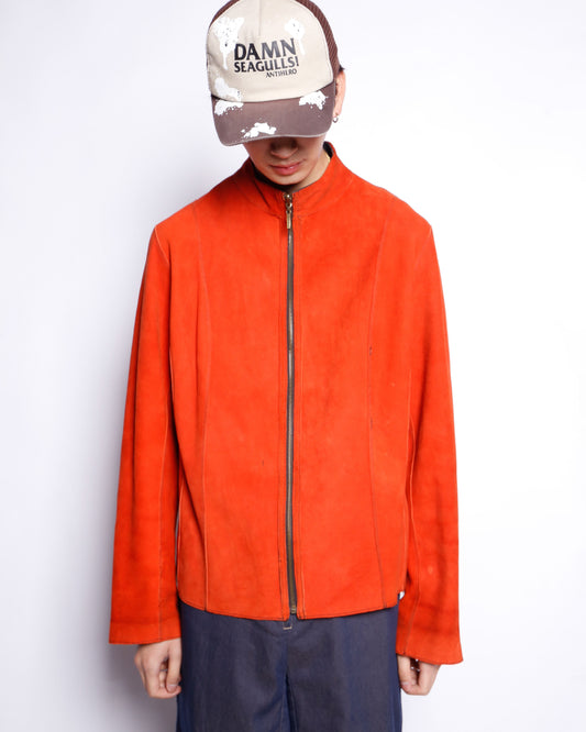 vintage chico's persimmon leather jacket , *reversible