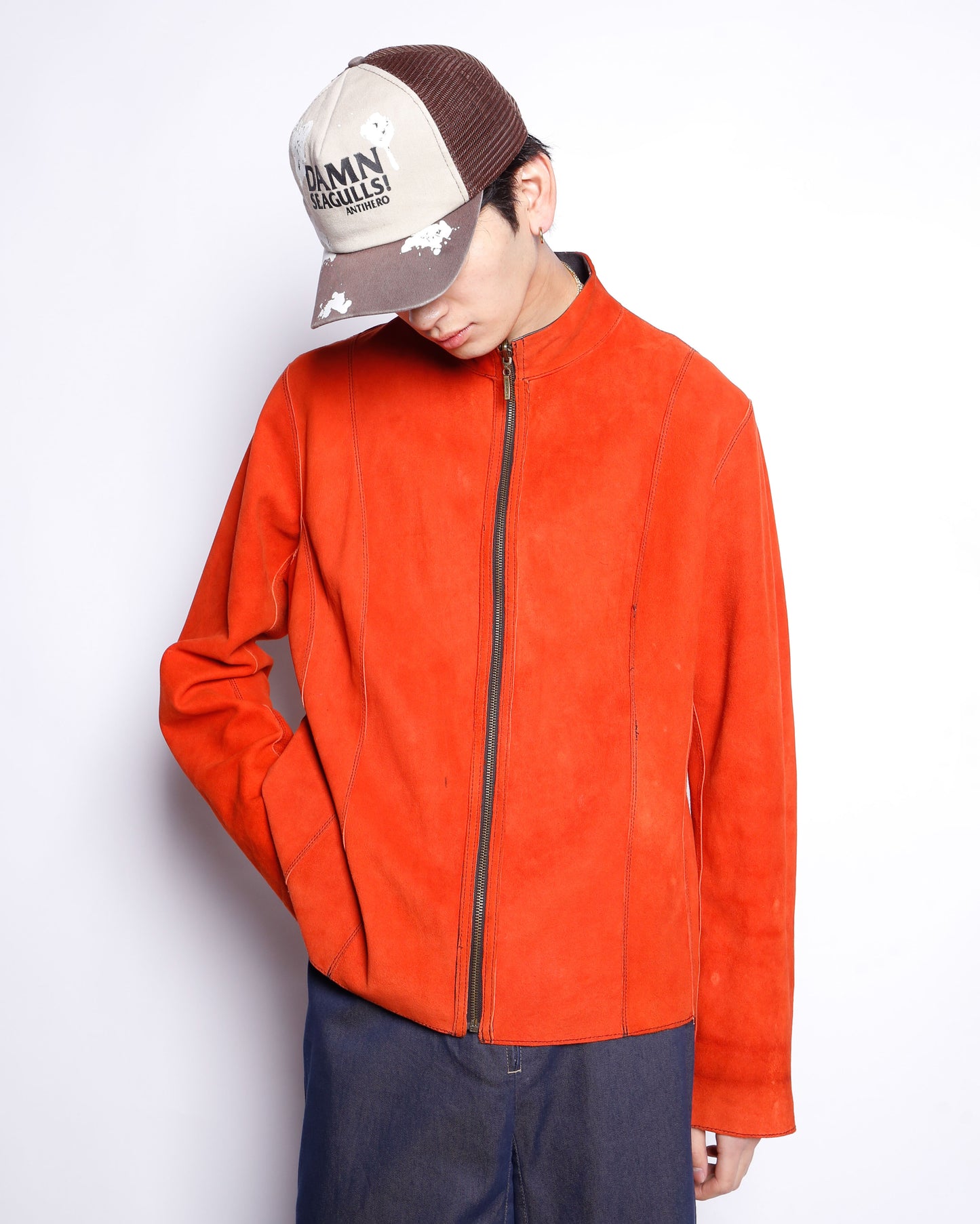 vintage chico's persimmon leather jacket , *reversible