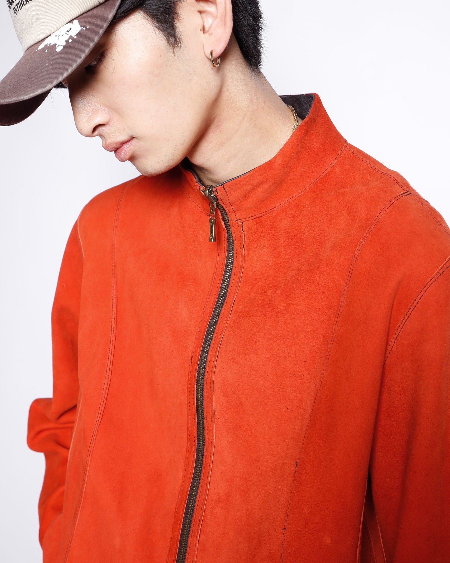 vintage chico's persimmon leather jacket , *reversible