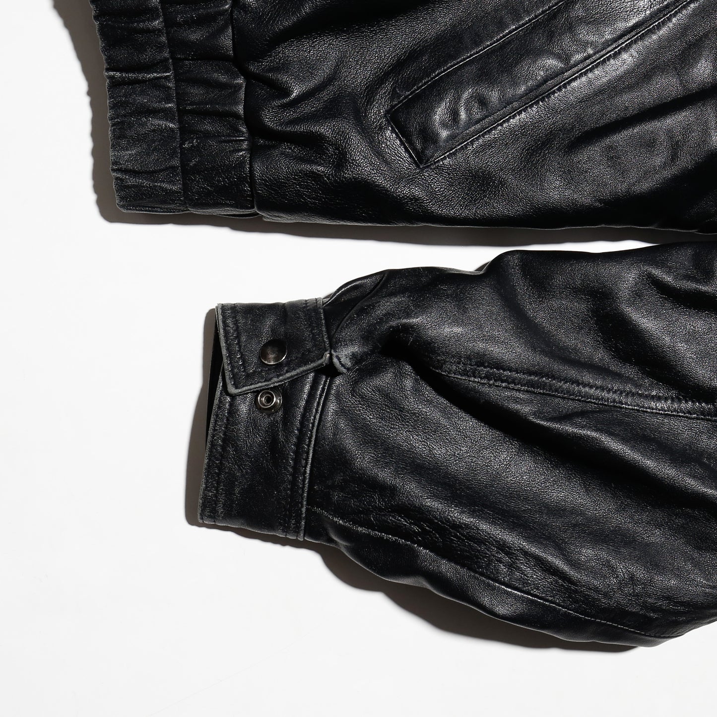 vintage stand collar wide leather jacket