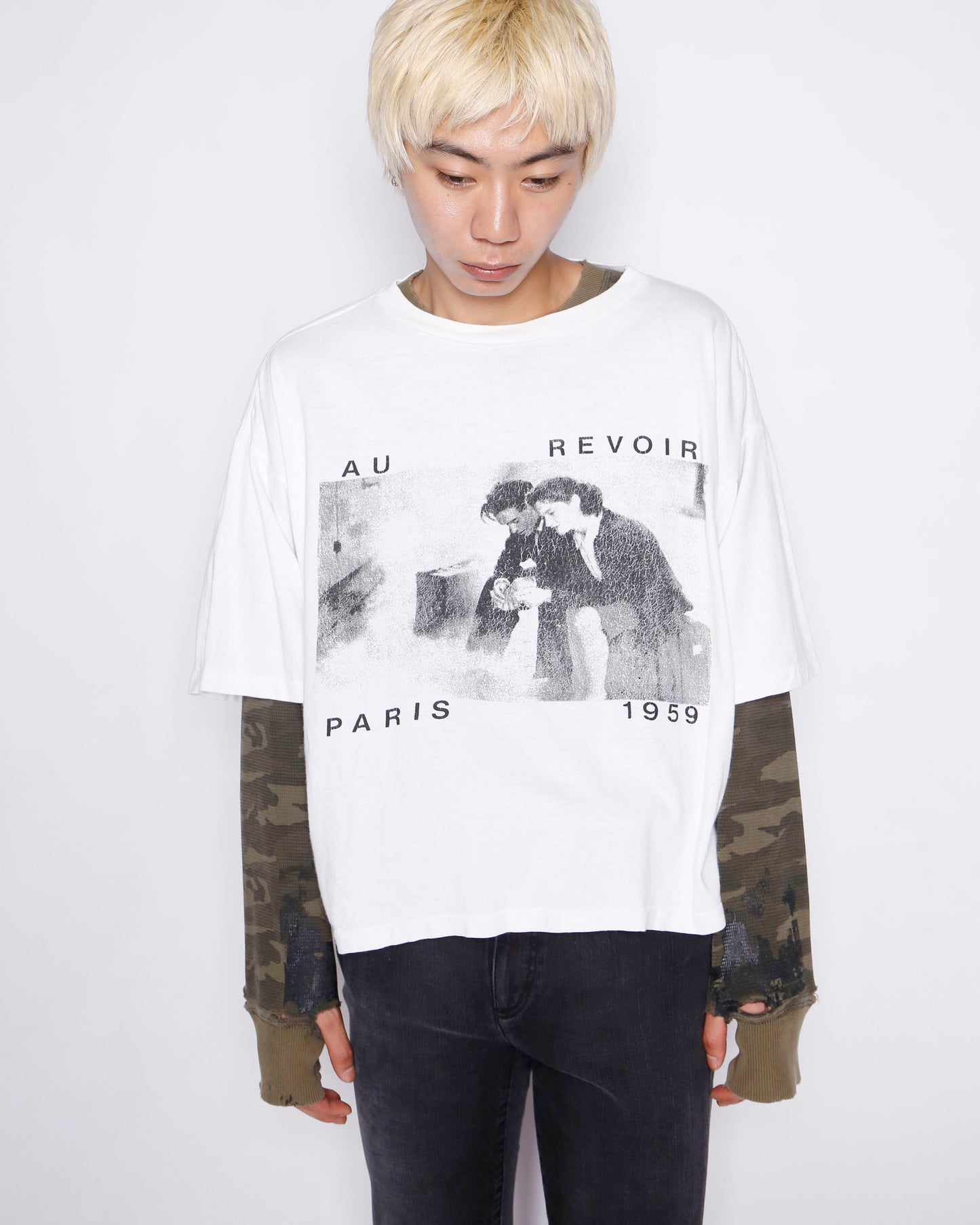 vintage 90's "au revoir" photo t-shirt
