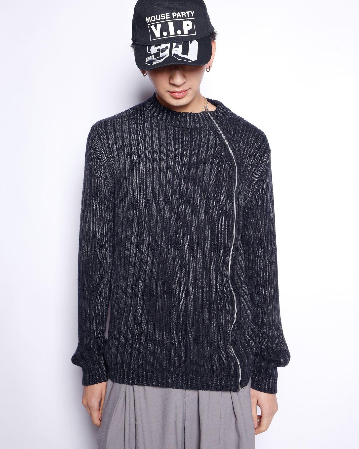 vintage slanting acid rib sweater