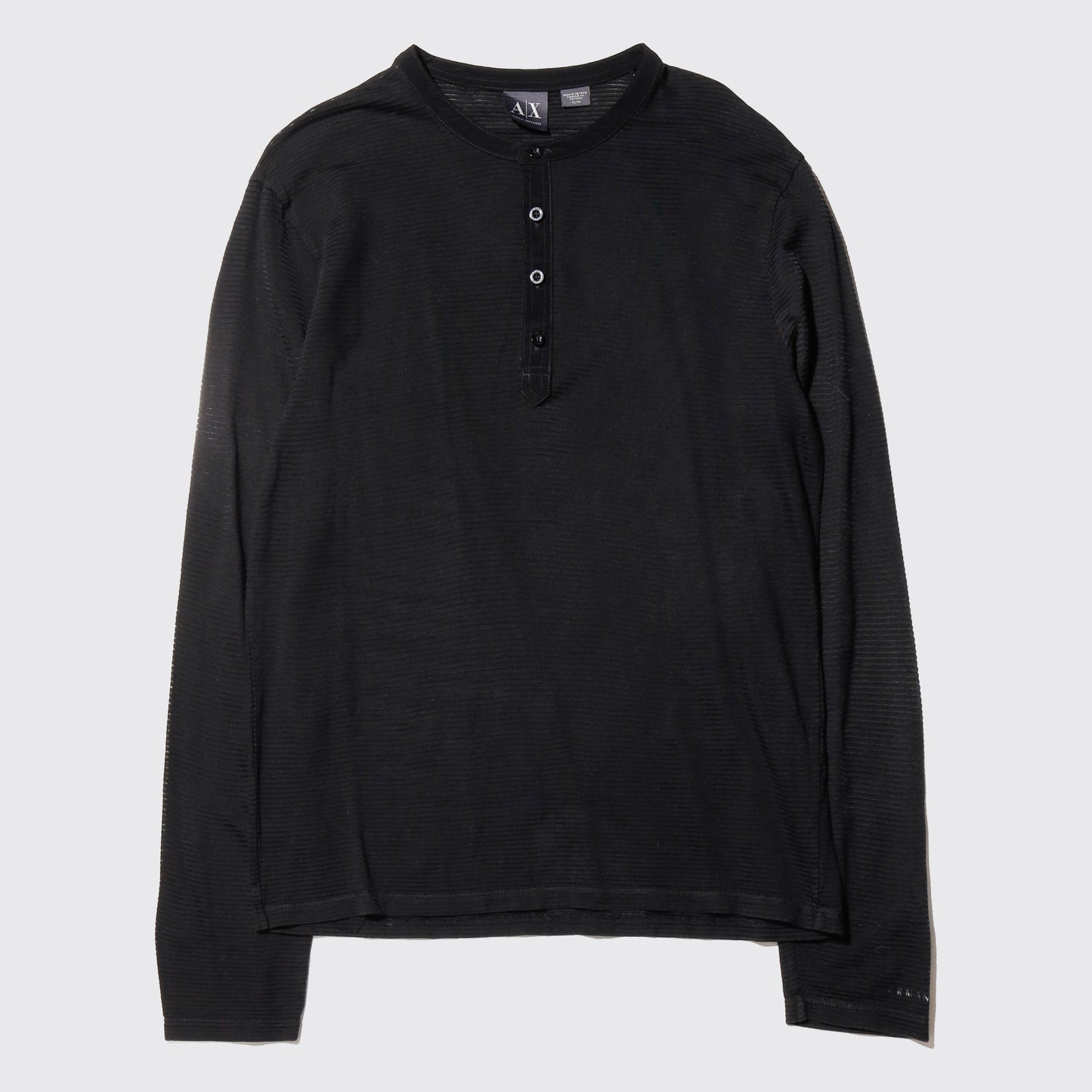 vintage 00's armani exchange henry neck border sheer l/s