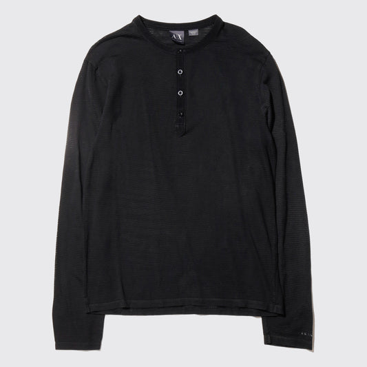 vintage 00's armani exchange henry neck border sheer l/s