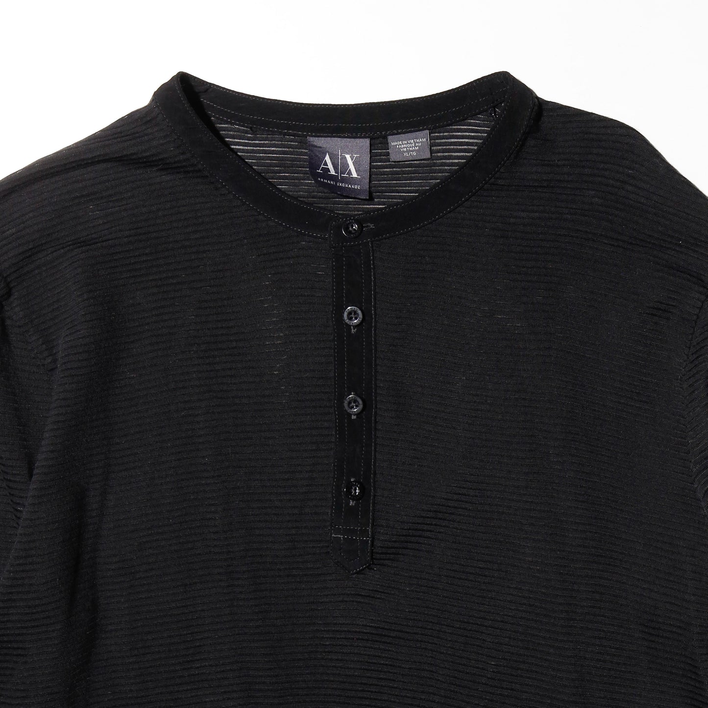 vintage 00's armani exchange henry neck border sheer l/s