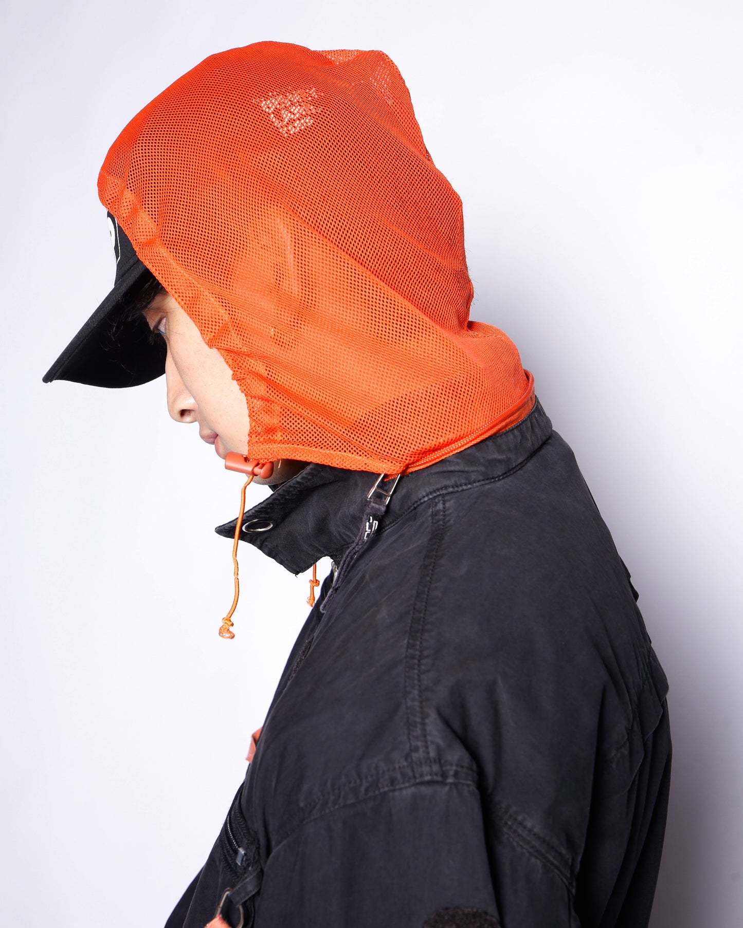 vintage gimmick techno jacket, hood strange