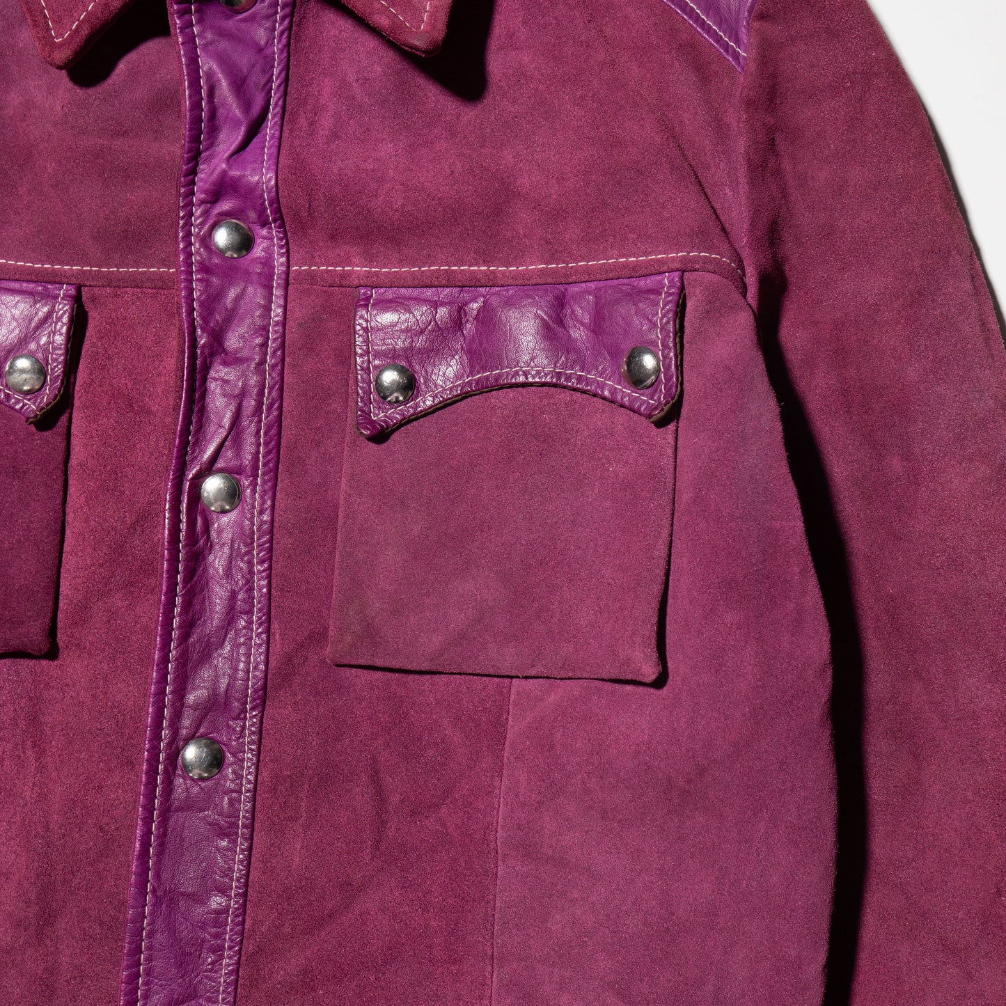vintage 70's suede leather trucker jacket