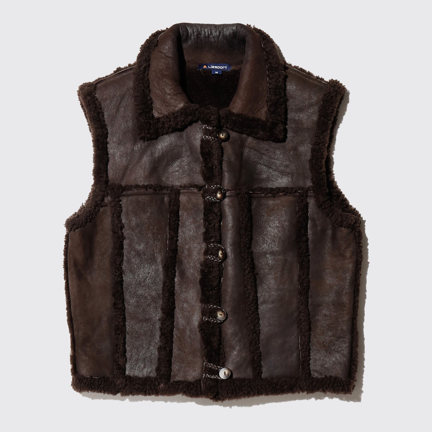 vintage shearling mouton vest