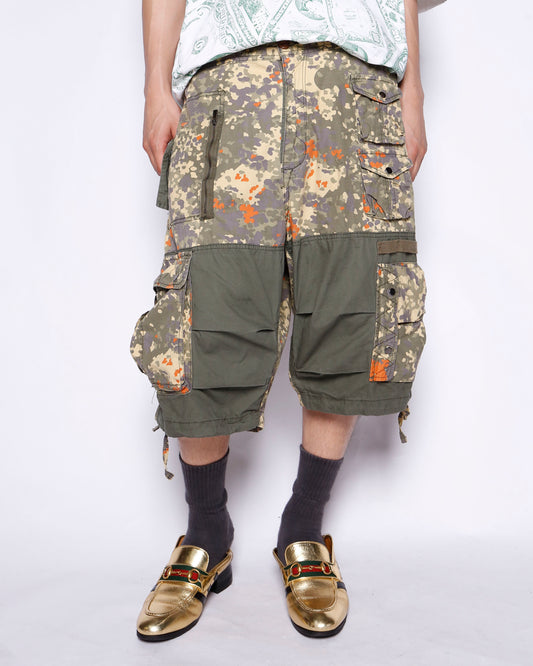 vintage sean john flecktarn camo combat cargo shorts