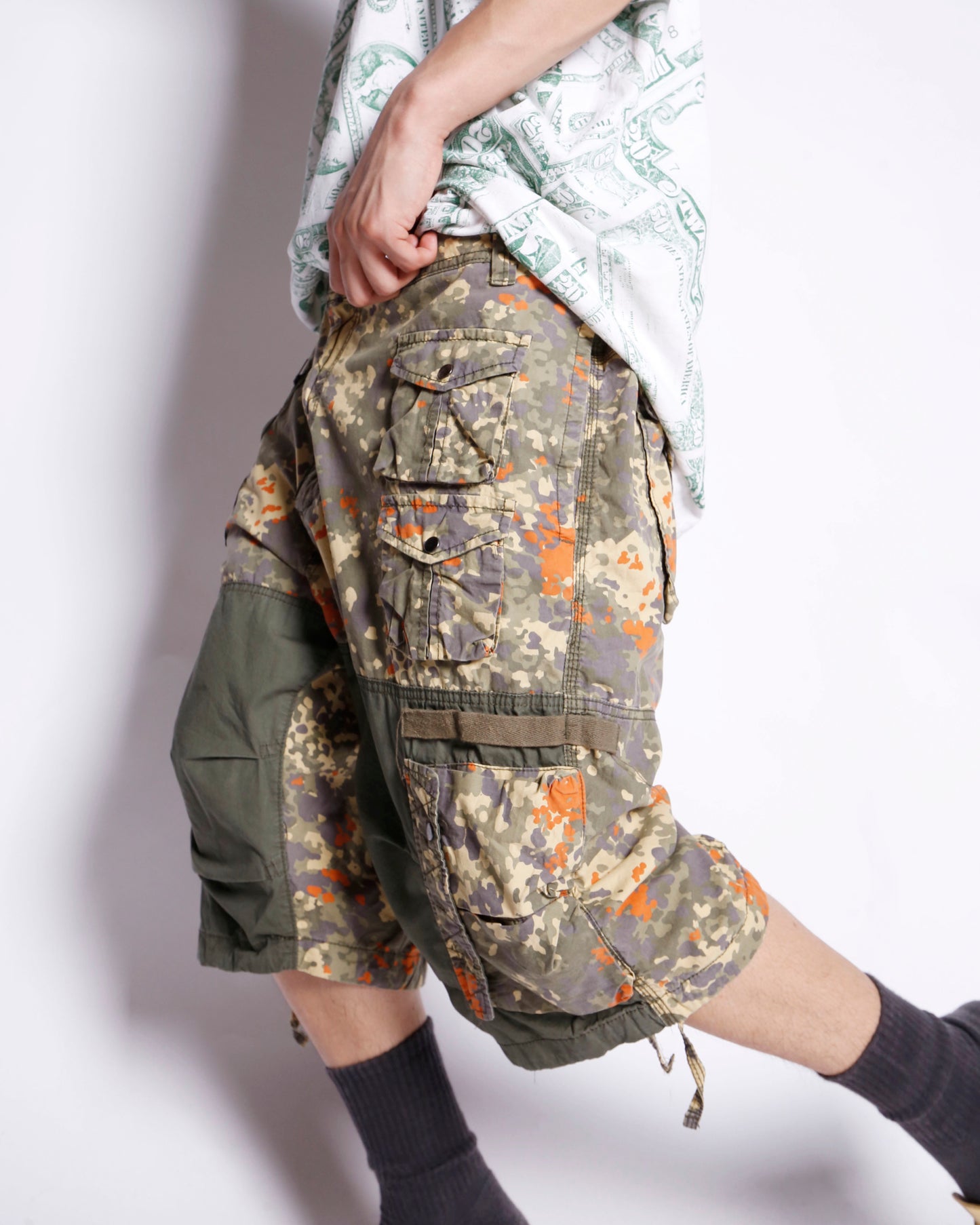 vintage sean john flecktarn camo combat cargo shorts