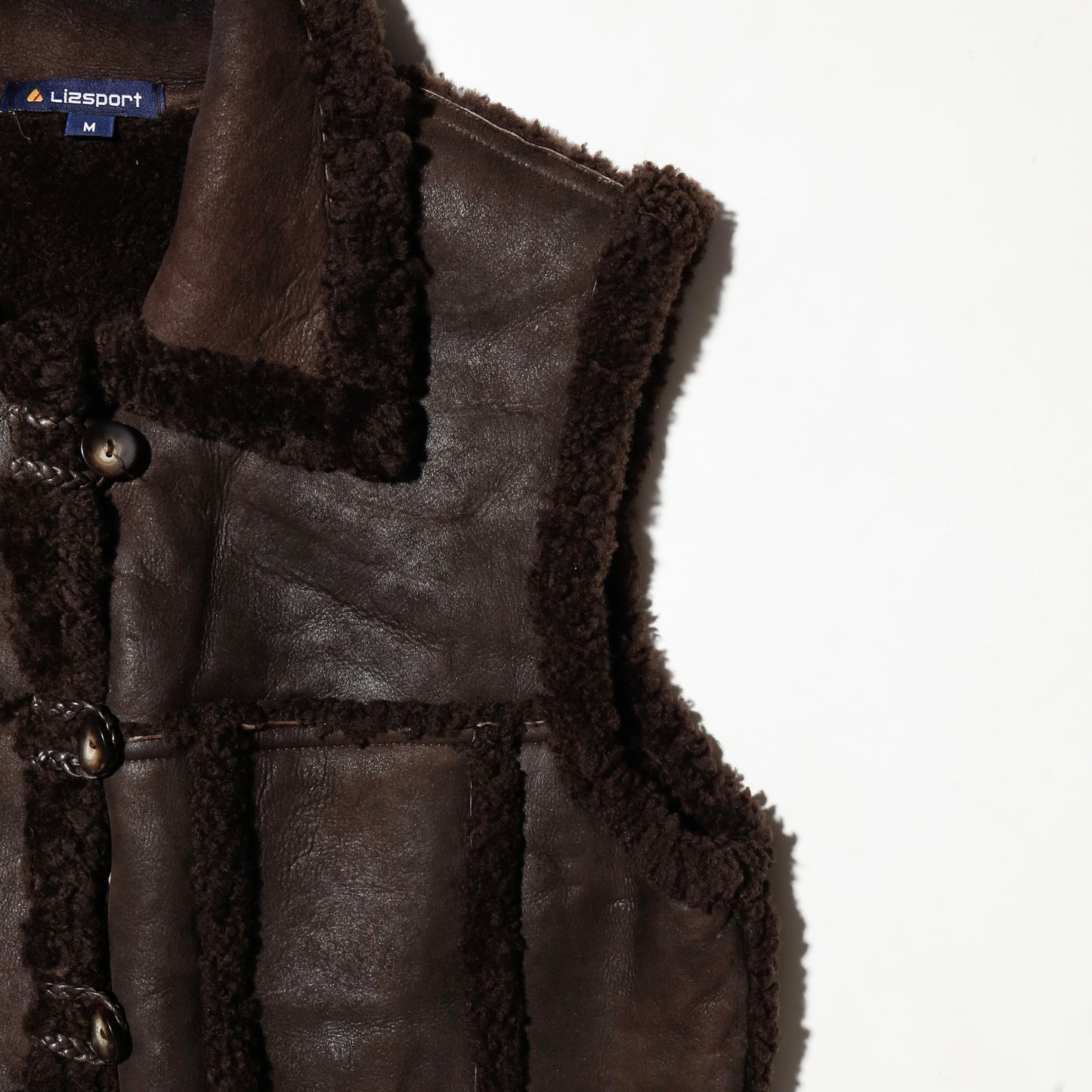 vintage shearling mouton vest