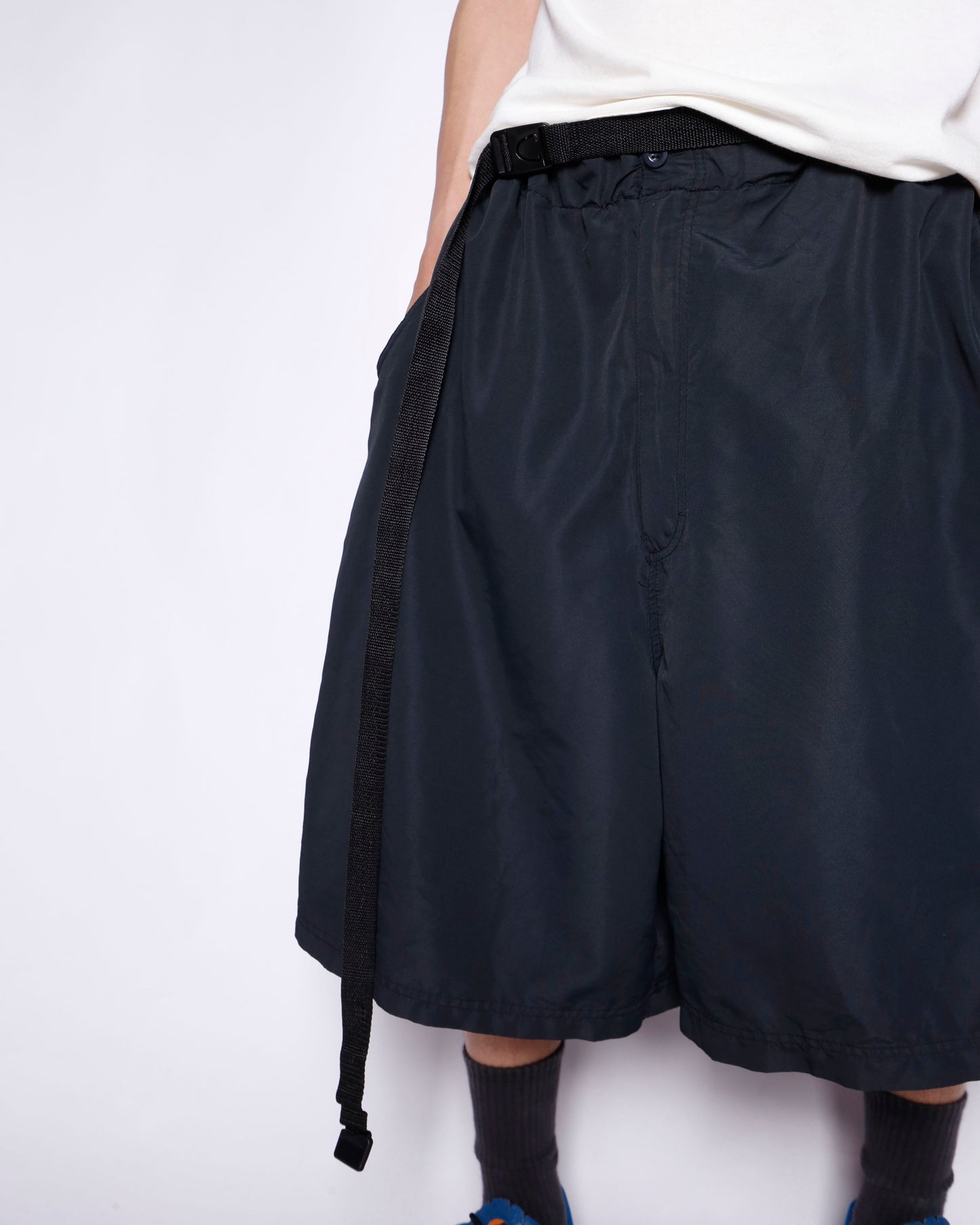 vintage belted nylon bermuda shorts
