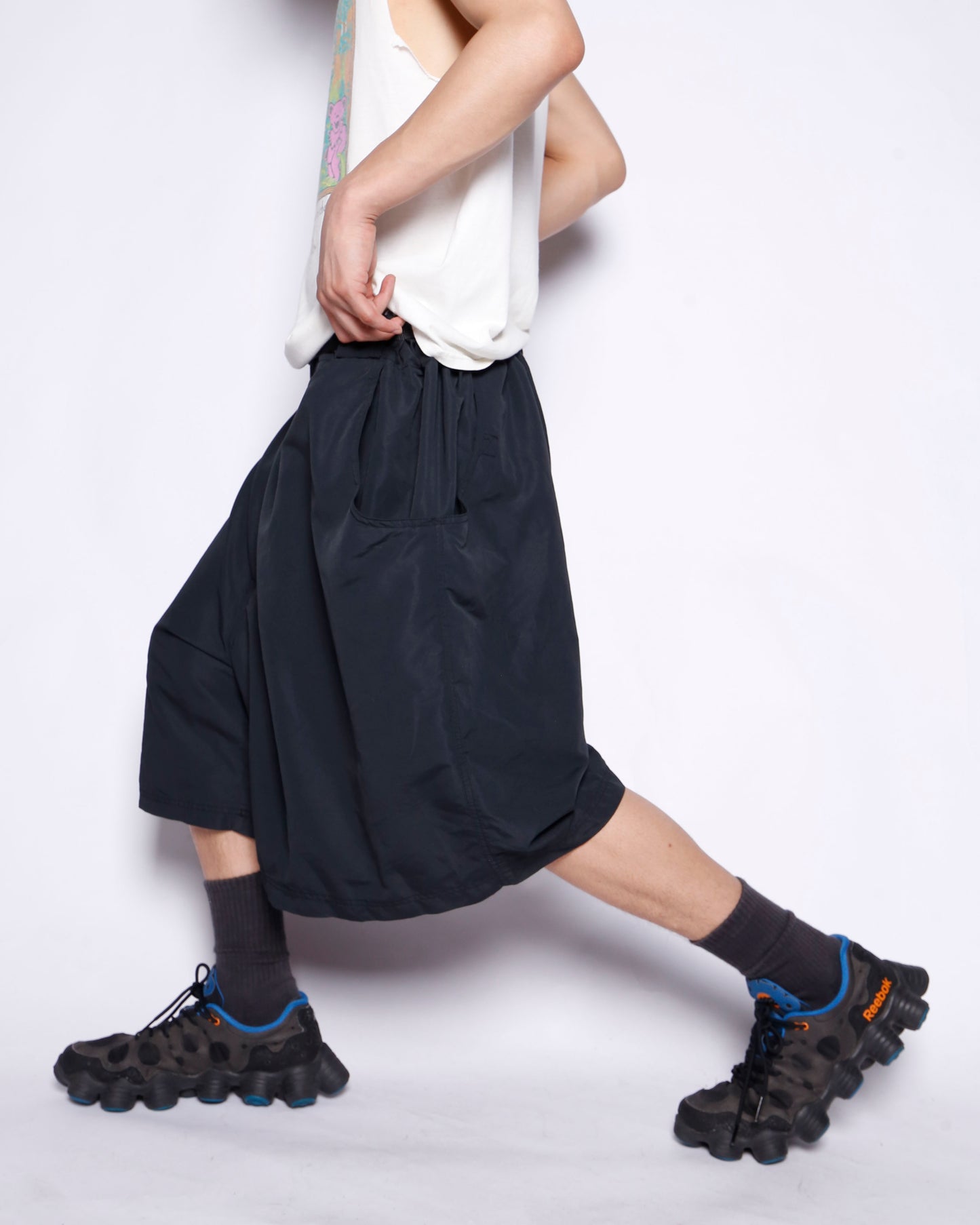 vintage belted nylon bermuda shorts