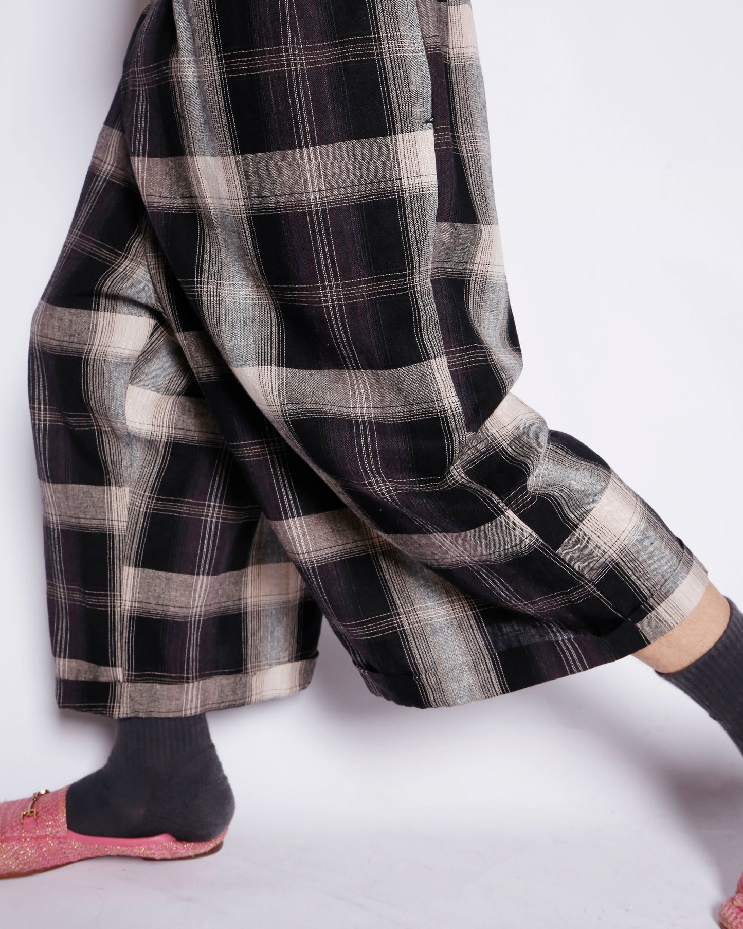 vintage ombre check linen bermuda shorts