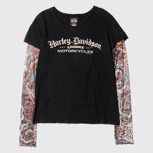 vintage 00's harley-davidson tatoo  sleeve l/s