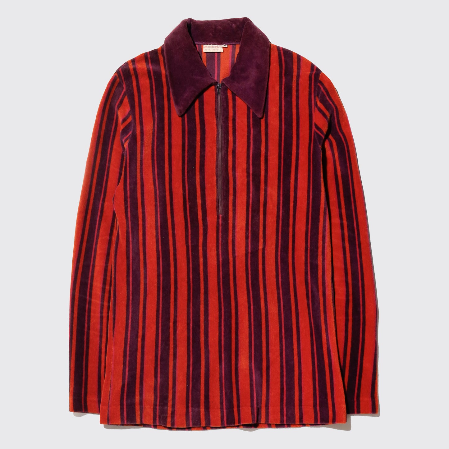 vintage 70's stripe pile half zip shirt