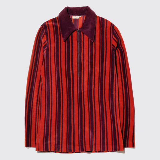 vintage 70's stripe pile half zip shirt